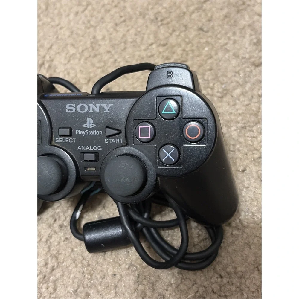 Lot Of 3 Sony Ps2 Controllers Clear Smoke Transparent Blue And Original Black